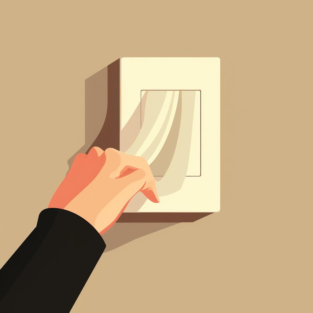 Hand wiping a light switch with a cloth